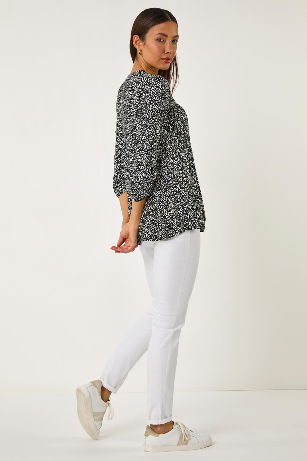 Animal Print Pintuck Shirt