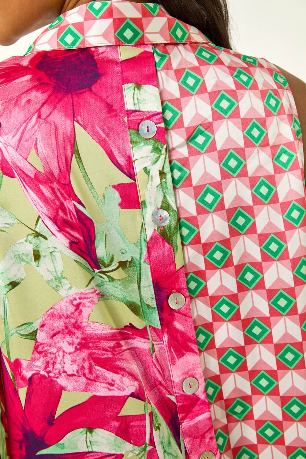 Leaf Print Button Longline Shirt