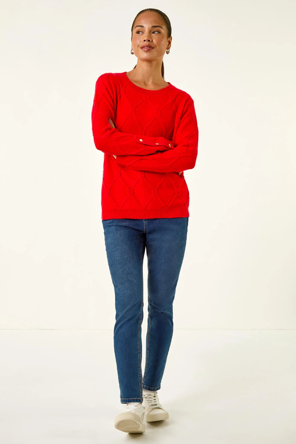 Petite Button Cuff Knit Jumper