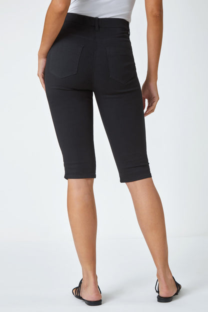 Denim Stretch Knee Length Pedal Pusher