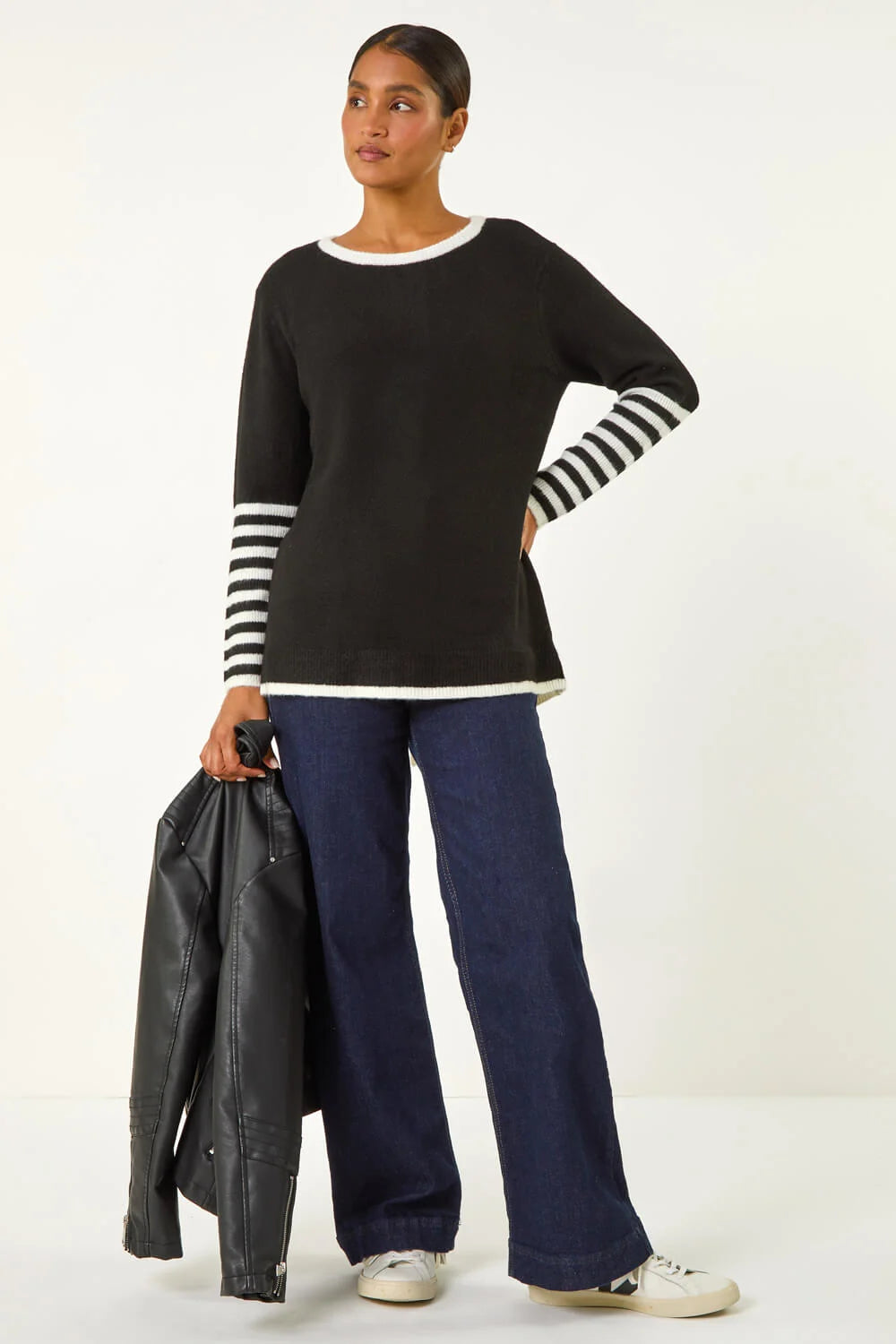Contrast Stripe Detail Knit Jumper