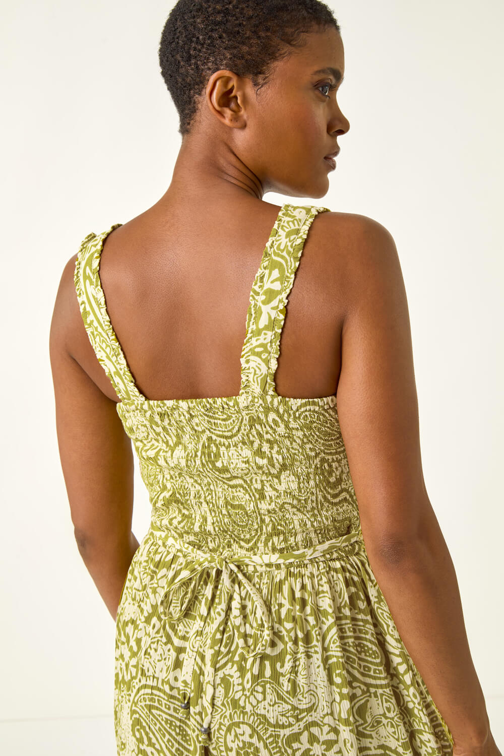 Paisley Print Cropped Jumpsuit