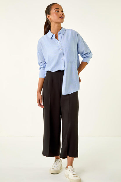 Petite Stripe Buttoned Pocket Front Shirt