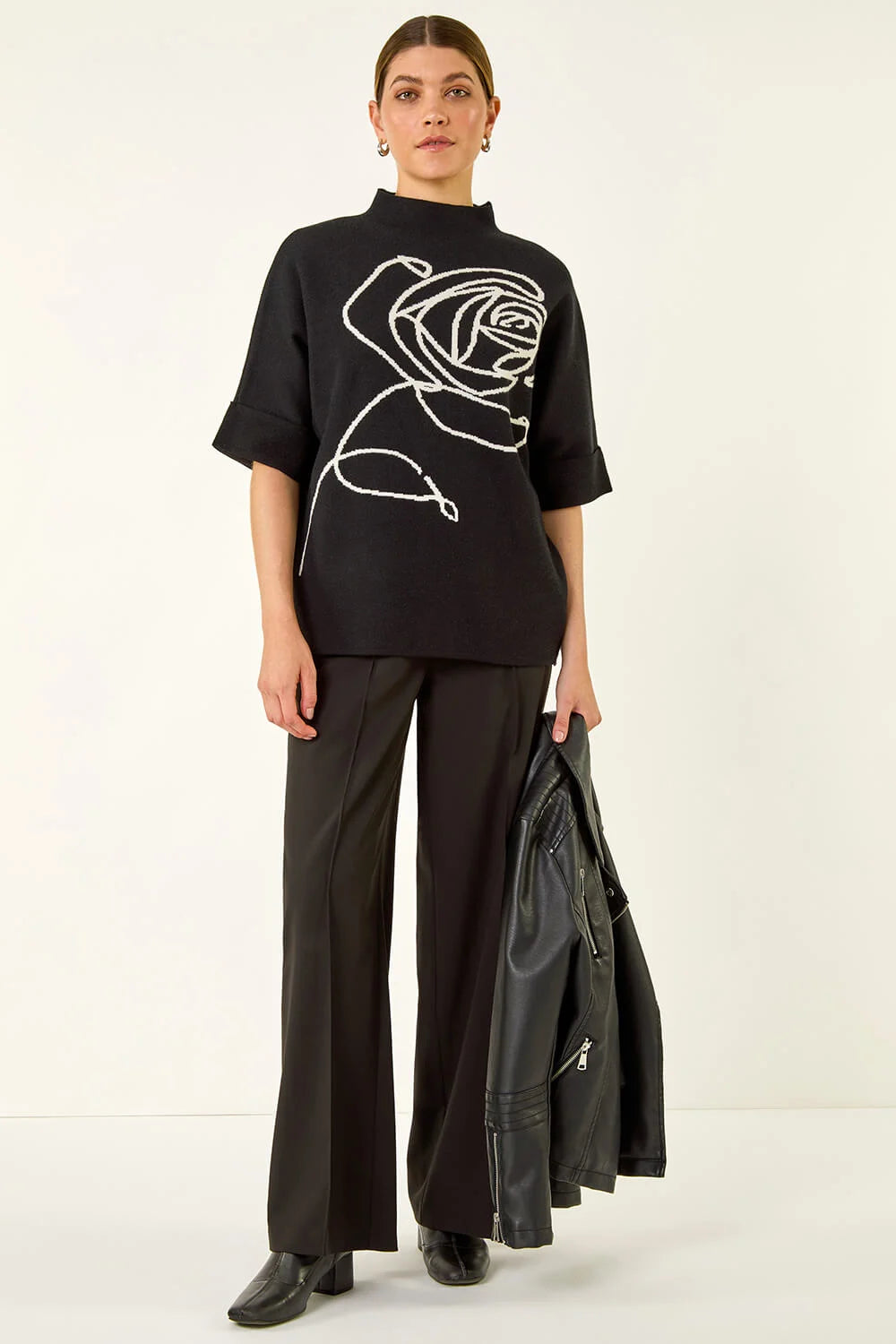 Motif High Neck Knit Jumper