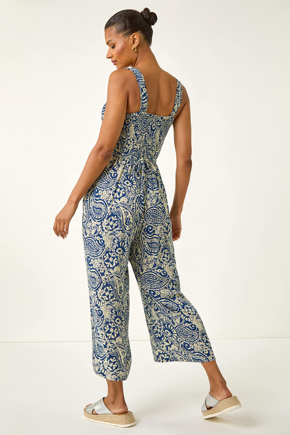 Paisley Print Cropped Jumpsuit