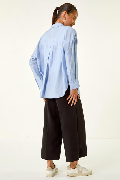 Petite Stripe Buttoned Pocket Front Shirt