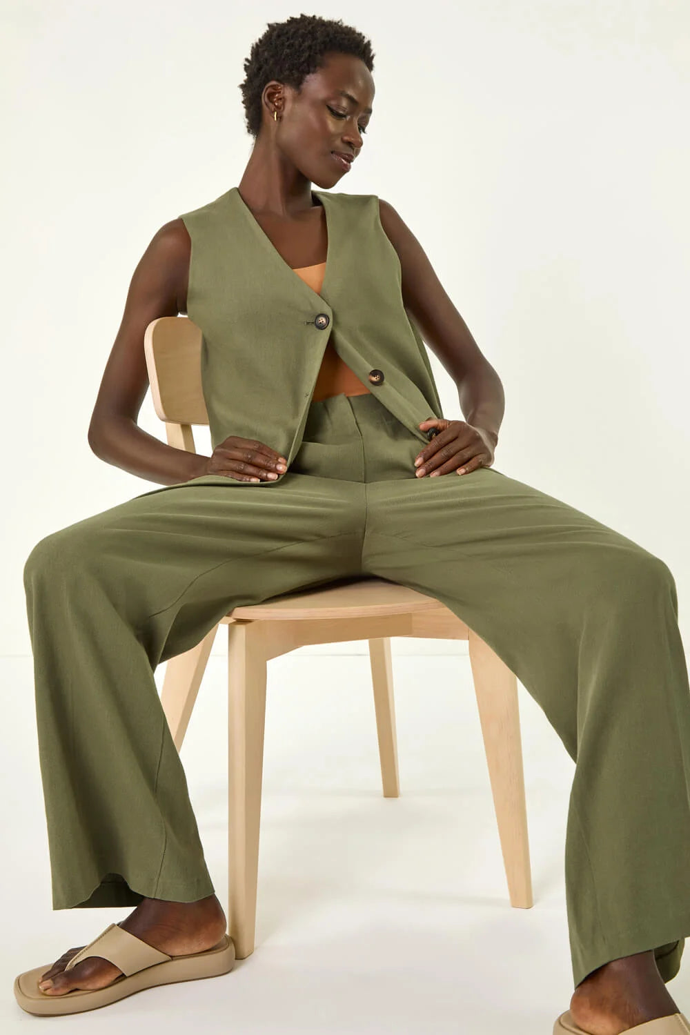 Smart Twill Wide Leg Pocket Trouser