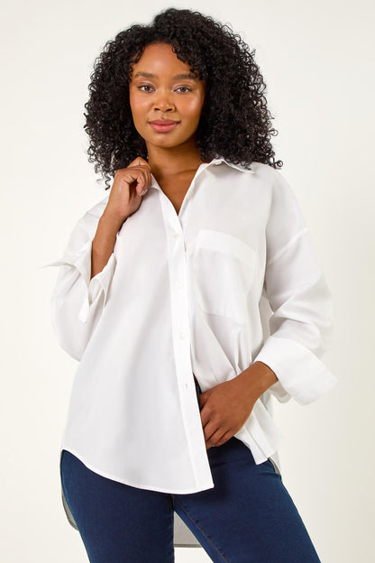 Petite Stripe Buttoned Pocket Front Shirt