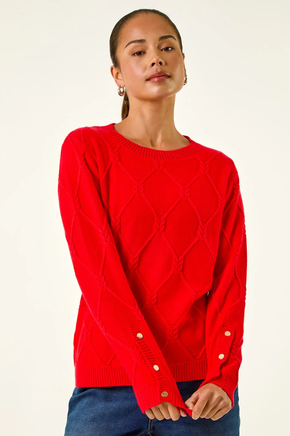 Petite Button Cuff Knit Jumper