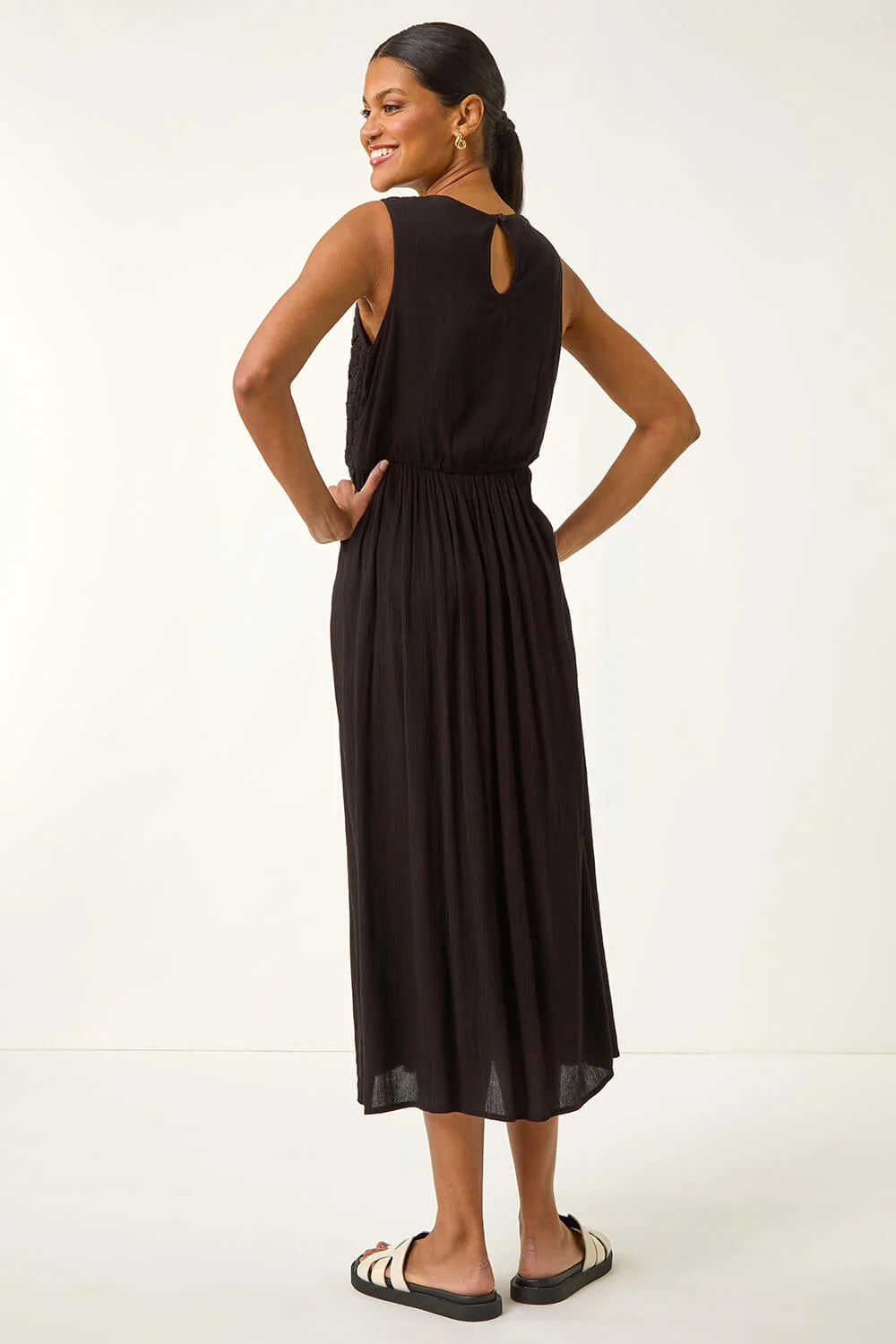 Crochet Bodice Midi Dress