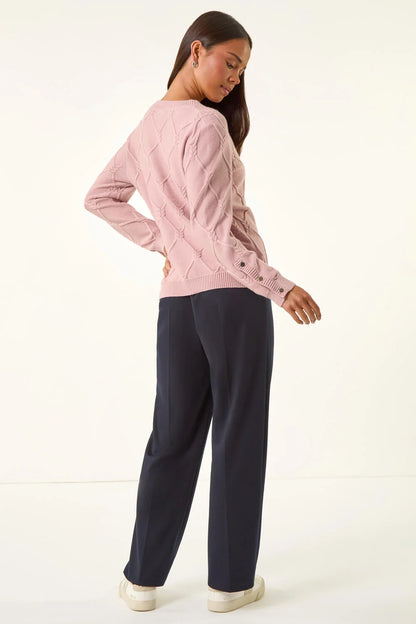 Petite Button Cuff Knit Jumper