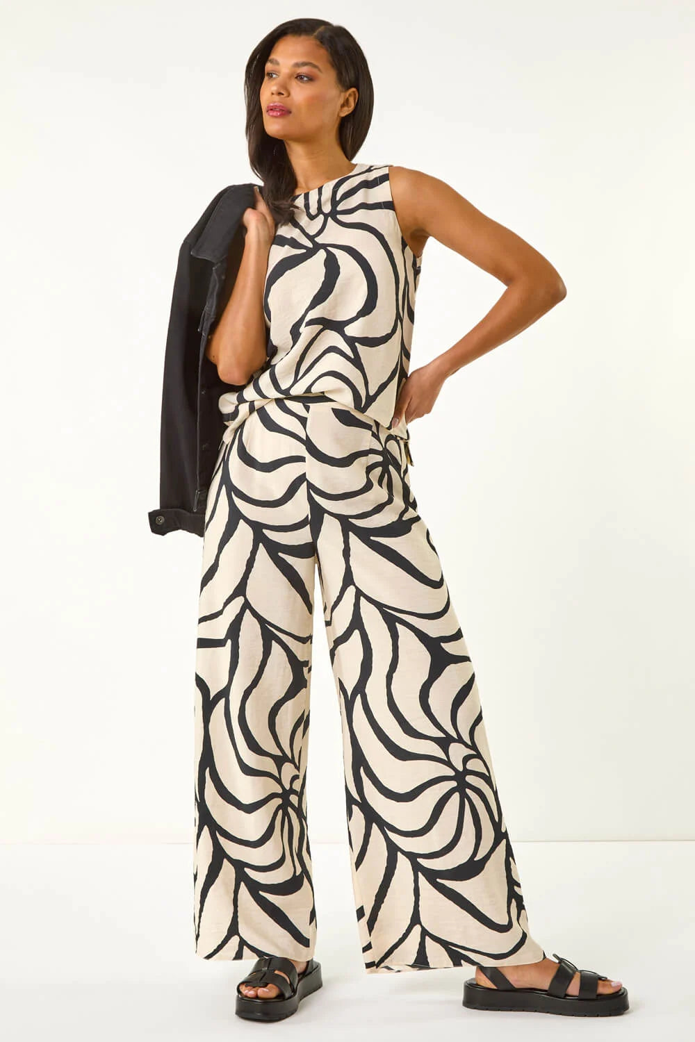 Floral Mono Wide Leg Trouser