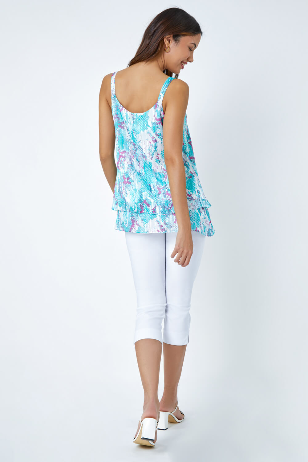 Animal Print Shimmer Detail V-Neck Vest Top