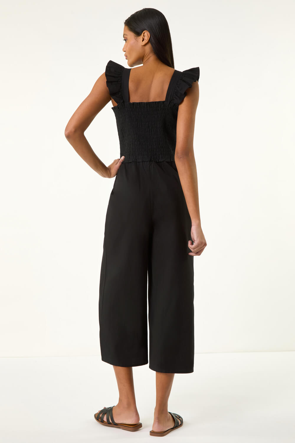 Linen Blend Frill Jumpsuit