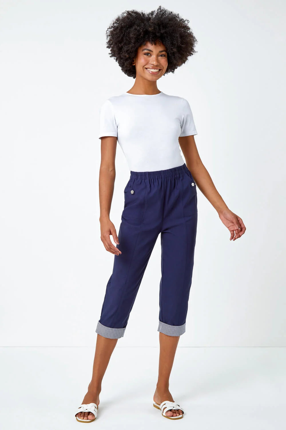 Contrast Detail Cropped Stretch Trouser
