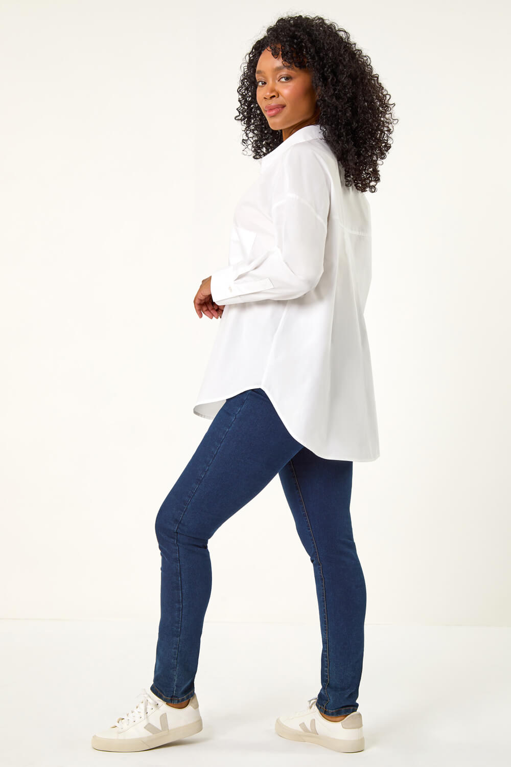 Petite Stripe Buttoned Pocket Front Shirt