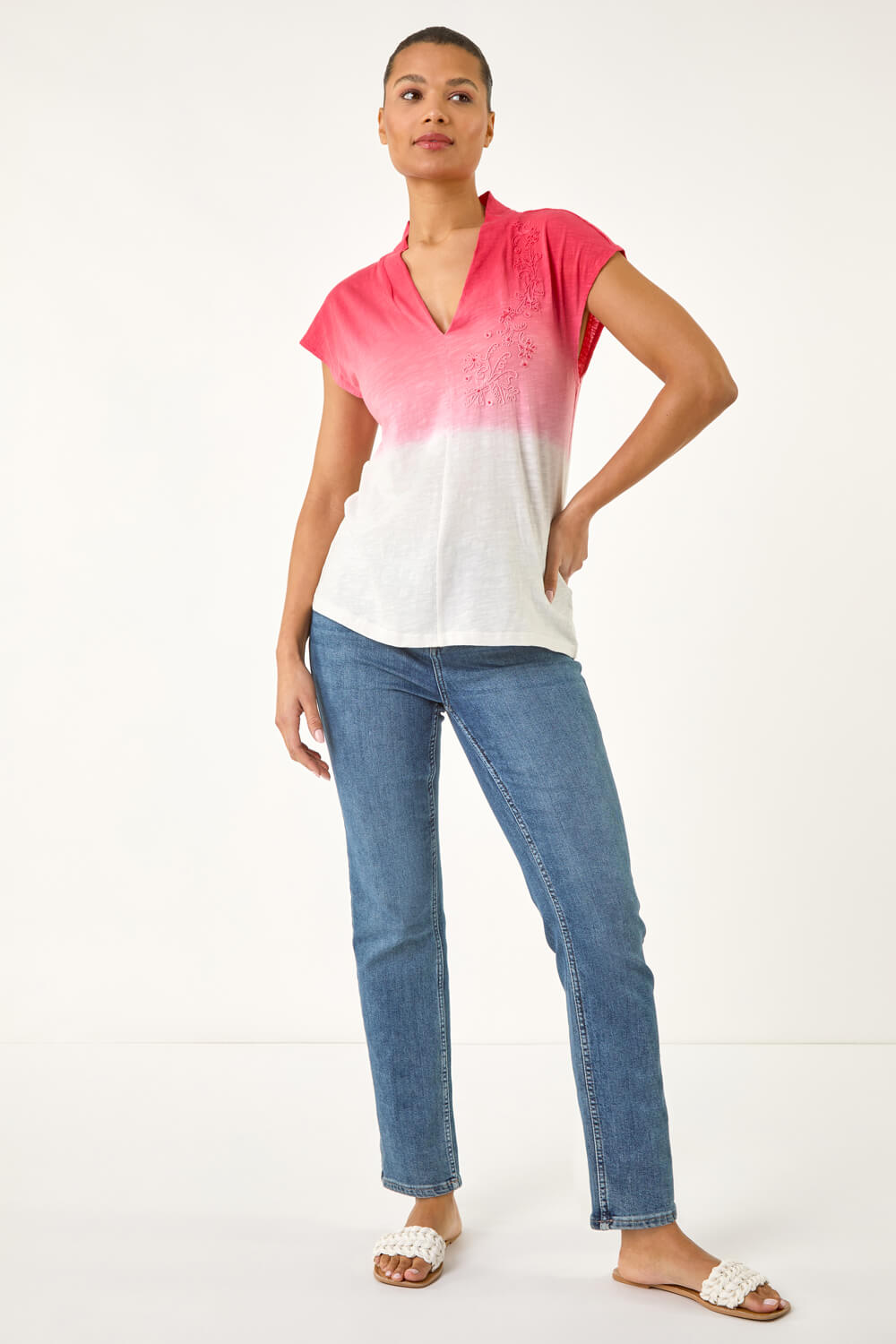 Leaf Print Ruffle Front Buttoned Blouse