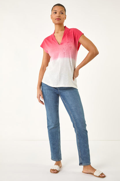 Leaf Print Ruffle Front Buttoned Blouse