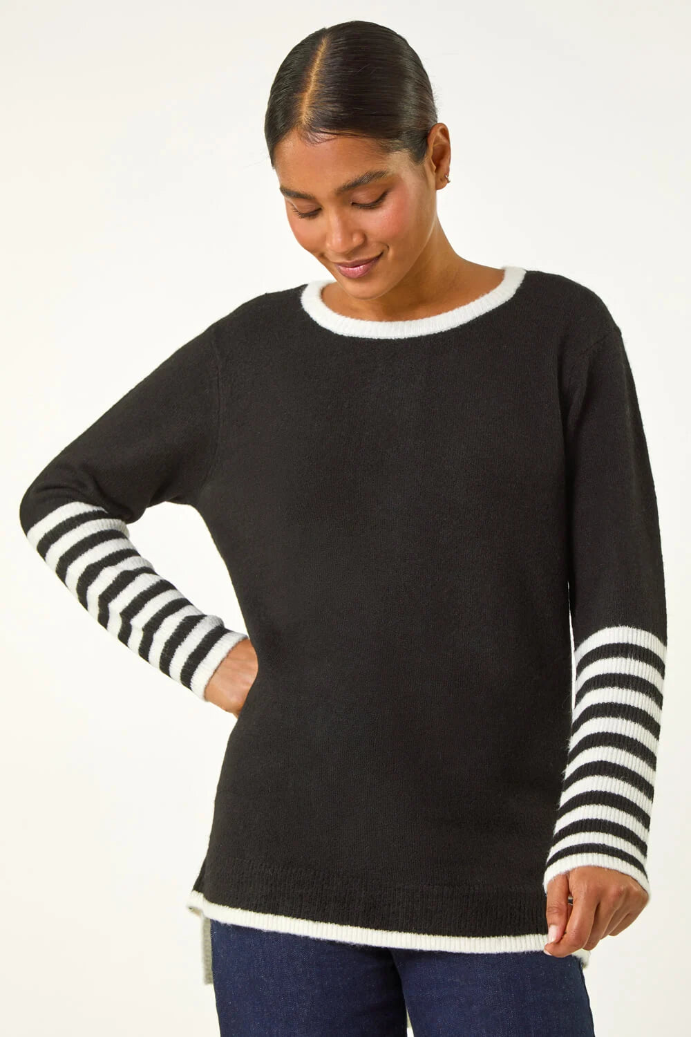Contrast Stripe Detail Knit Jumper