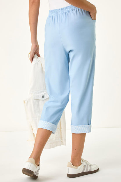 Contrast Detail Cropped Stretch Trouser