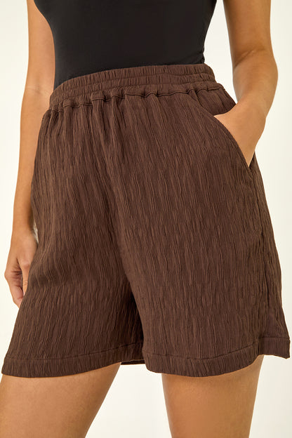 Dusk Textured Elastic Waist Shorts