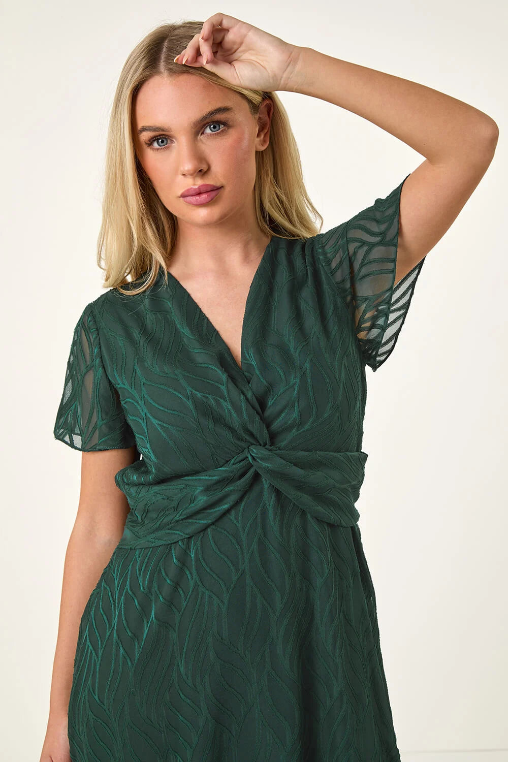 Petite Front Twist Jacquard Dress