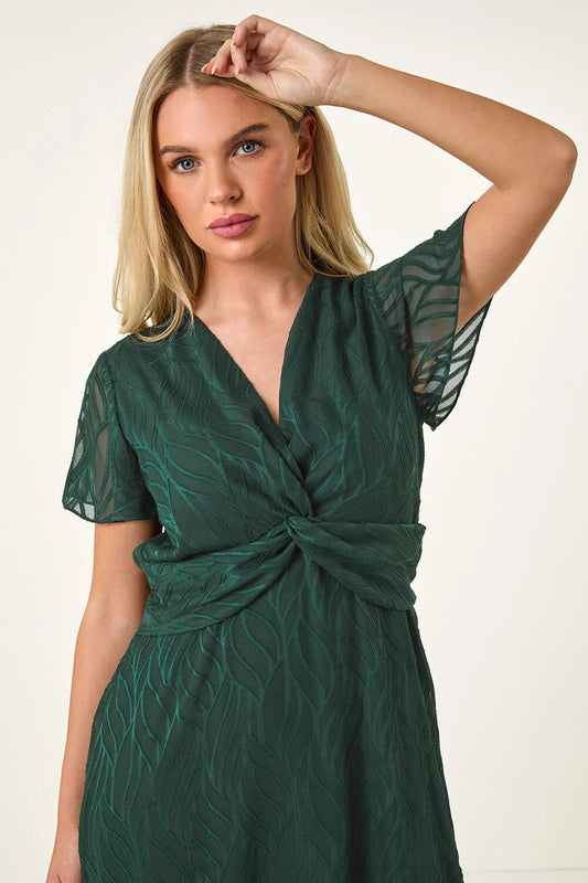 Petite Front Twist Jacquard Dress