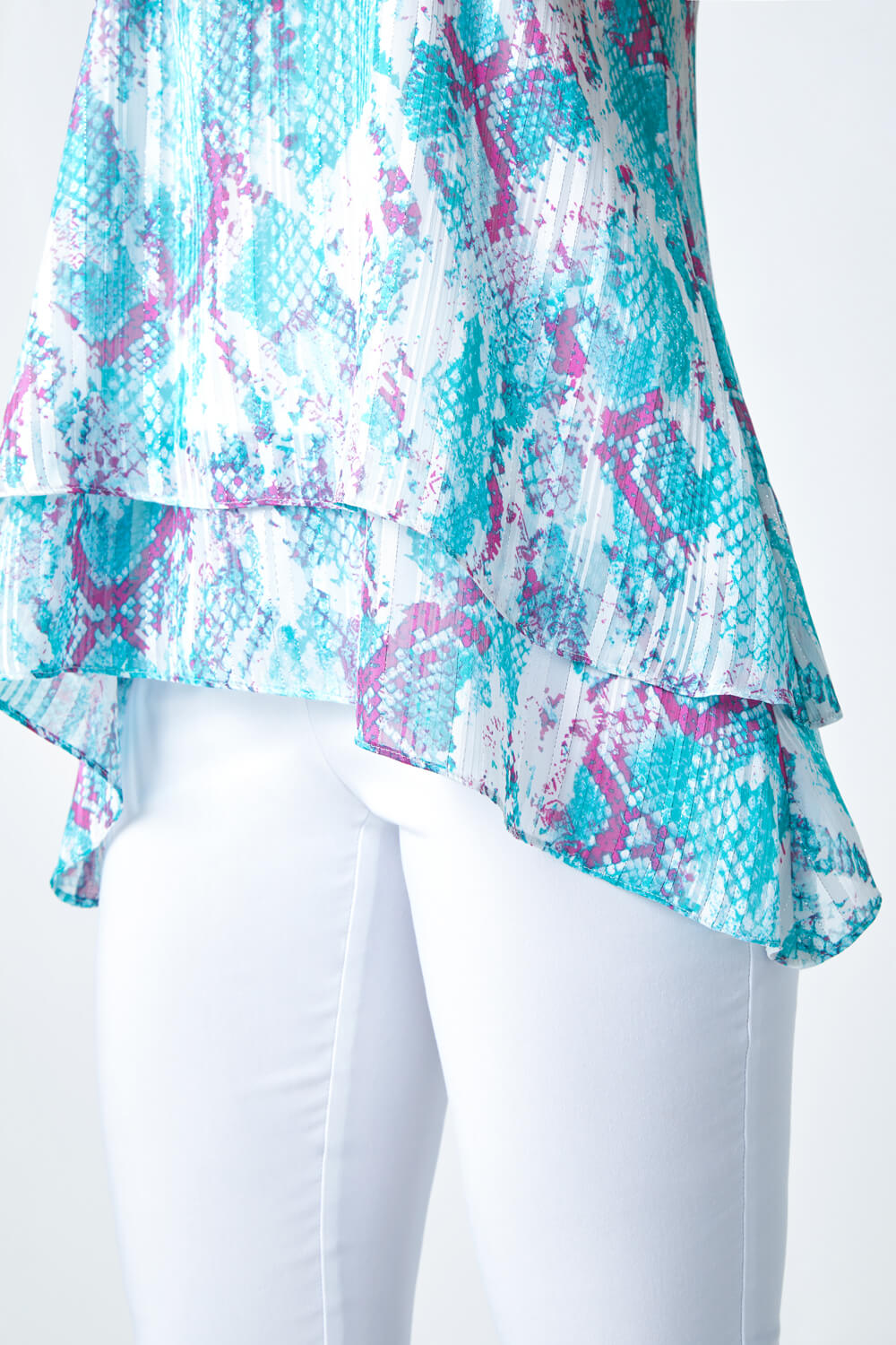 Animal Print Shimmer Detail V-Neck Vest Top