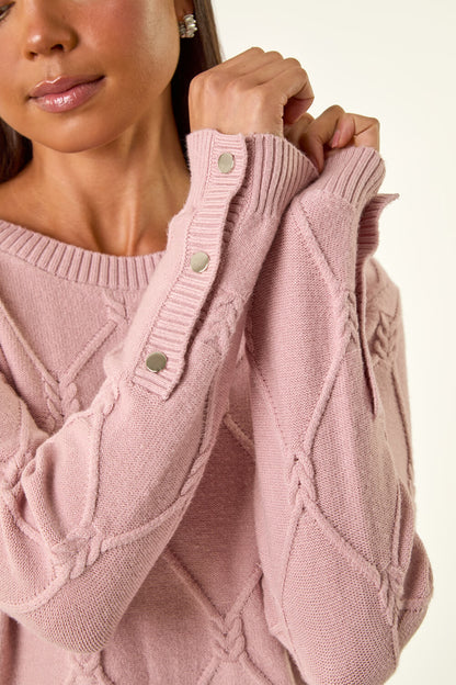Petite Button Cuff Knit Jumper