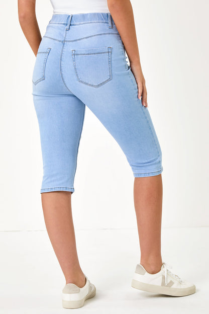 Denim Stretch Knee Length Pedal Pusher