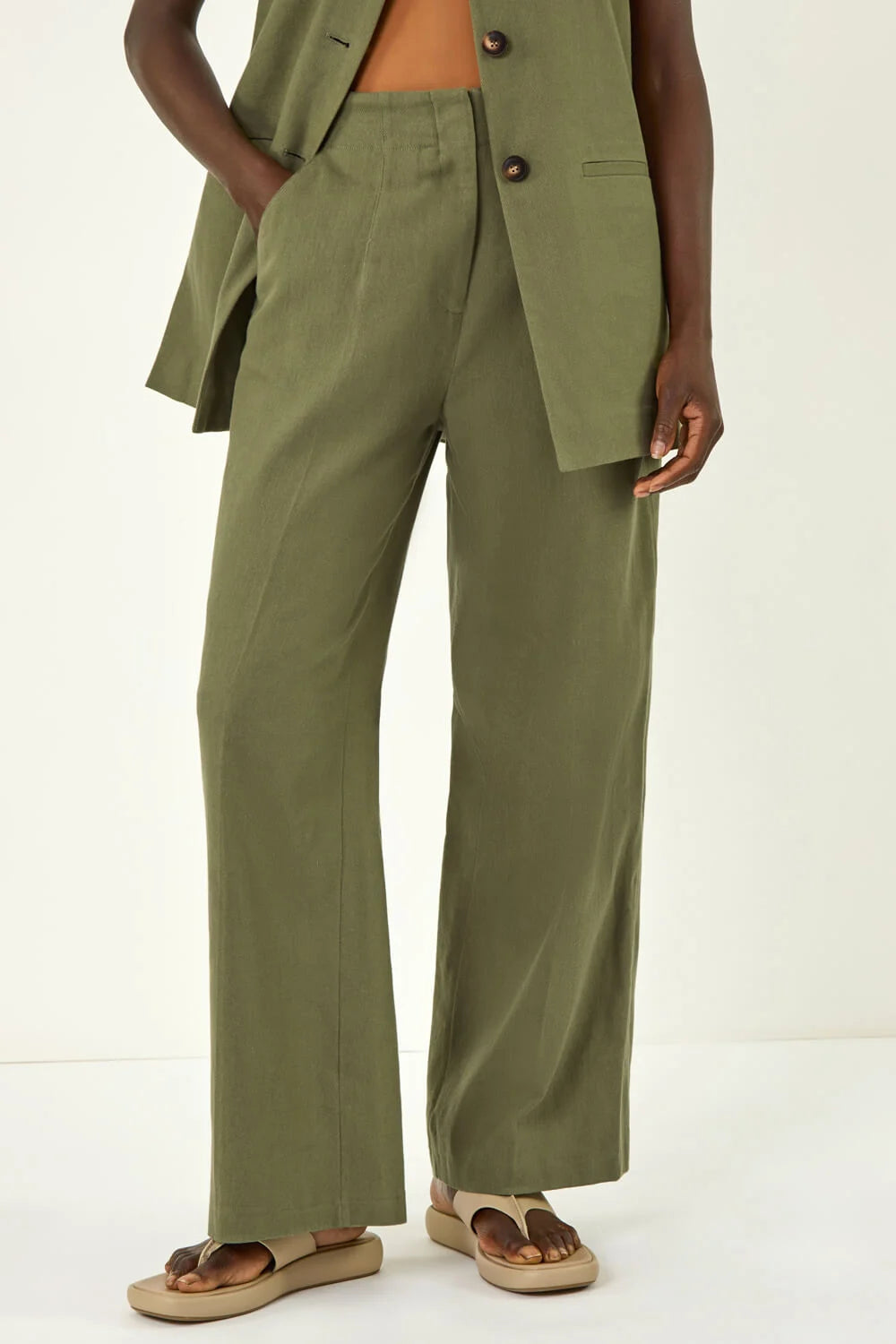 Smart Twill Wide Leg Pocket Trouser