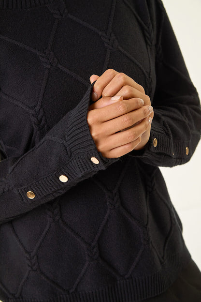Petite Button Cuff Knit Jumper