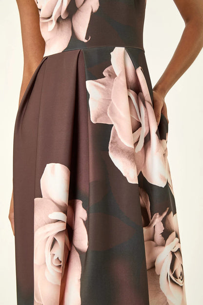 Floral Print Premium Stretch Midi Dress