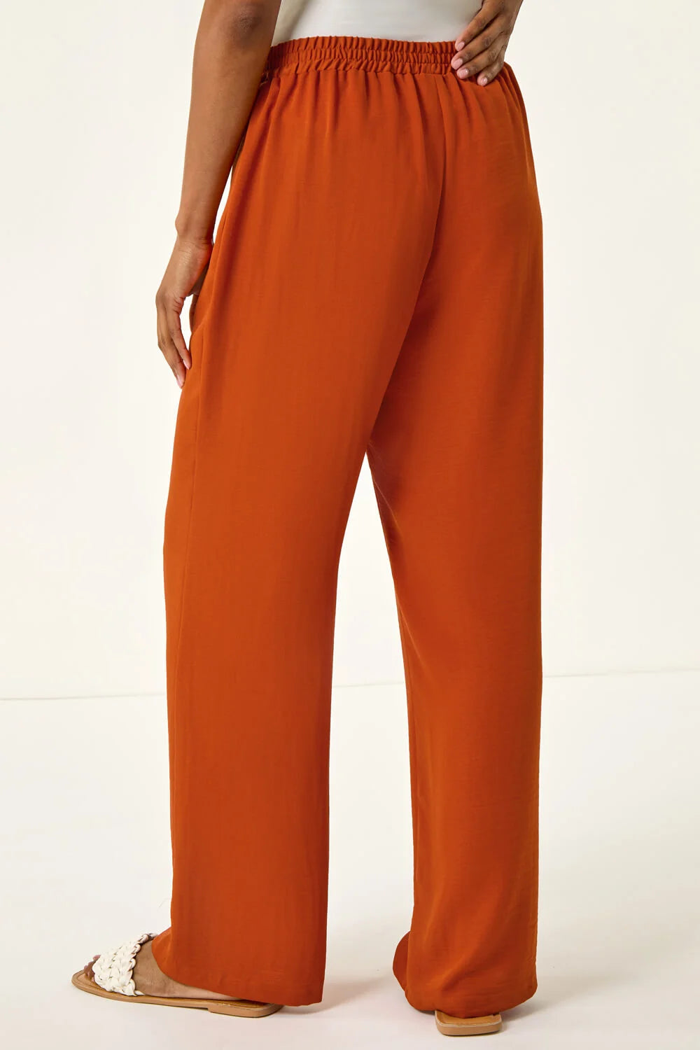 Elastic Waist Wide Leg Pocket Trouser