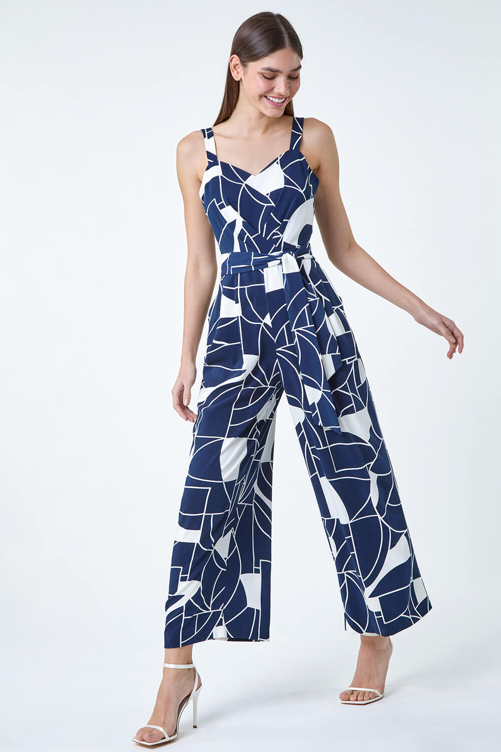 Abstract Print Pocket Jumpsuit