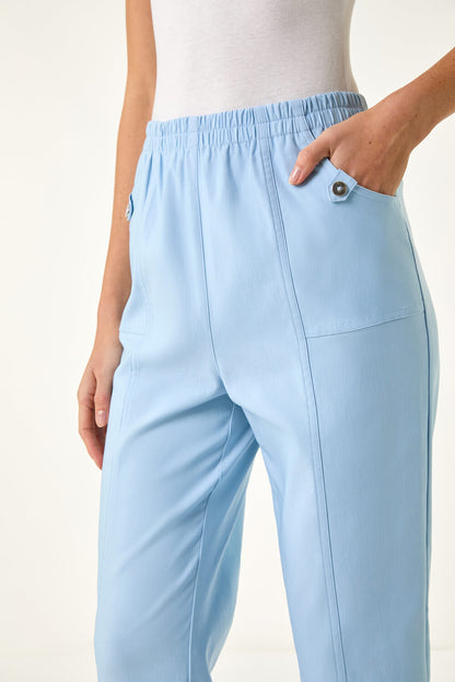 Contrast Detail Cropped Stretch Trouser