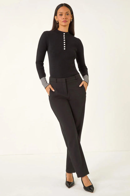 Dusk Buttoned Ribbed Knit Jumper