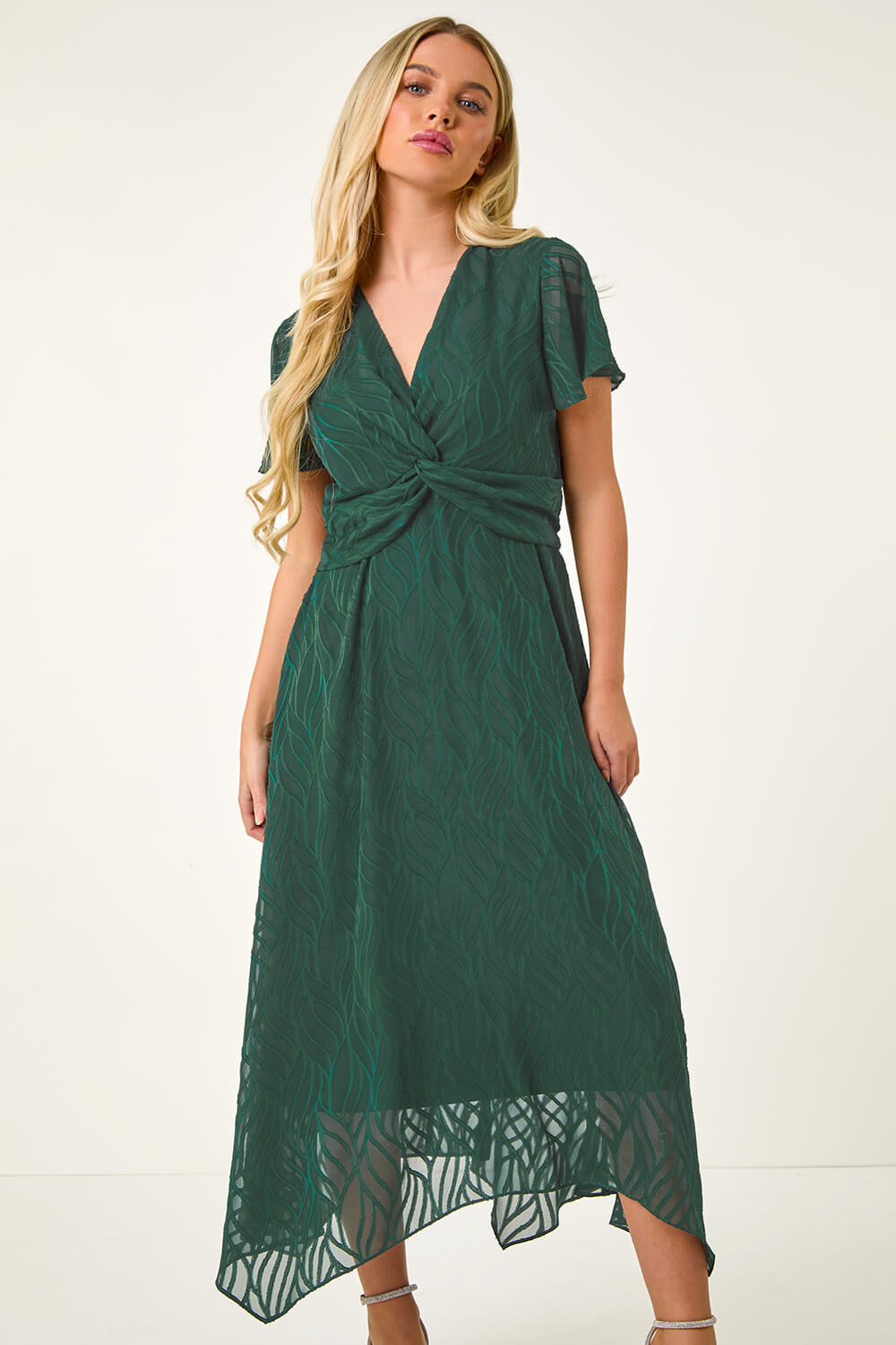 Petite Front Twist Jacquard Dress