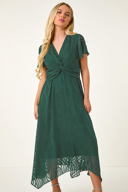 Petite Front Twist Jacquard Dress