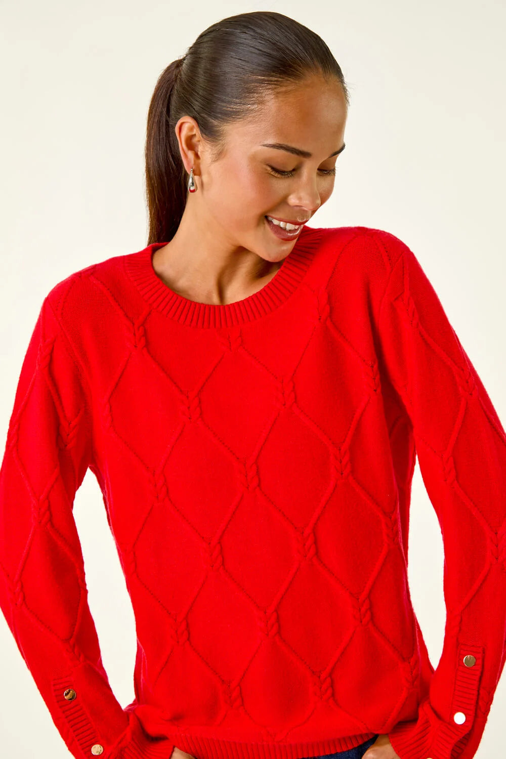Petite Button Cuff Knit Jumper