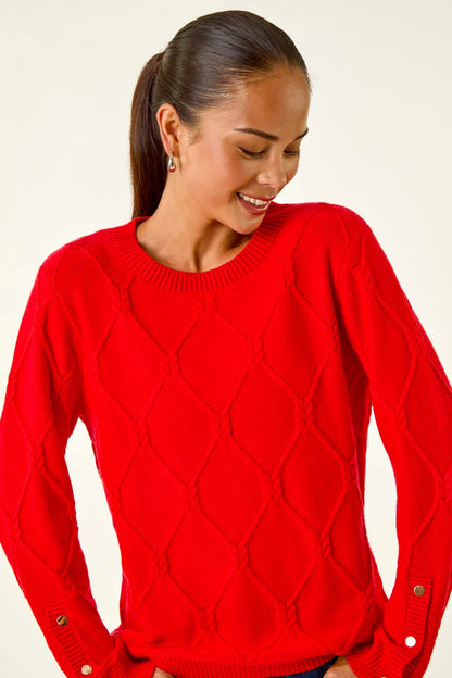 Petite Button Cuff Knit Jumper