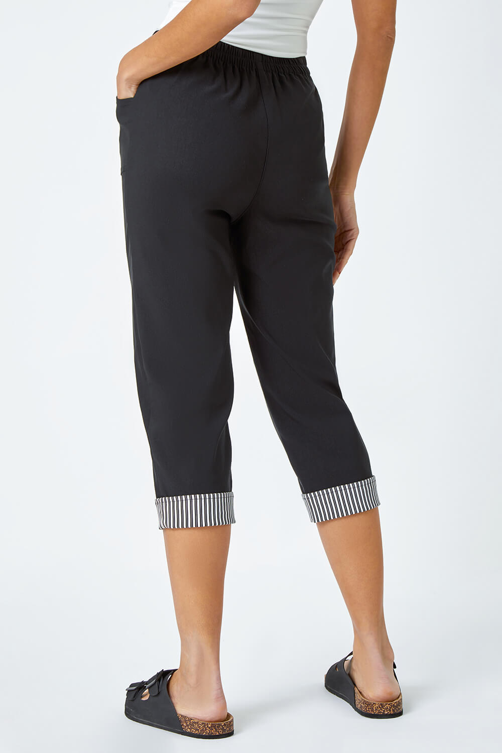 Contrast Detail Cropped Stretch Trouser