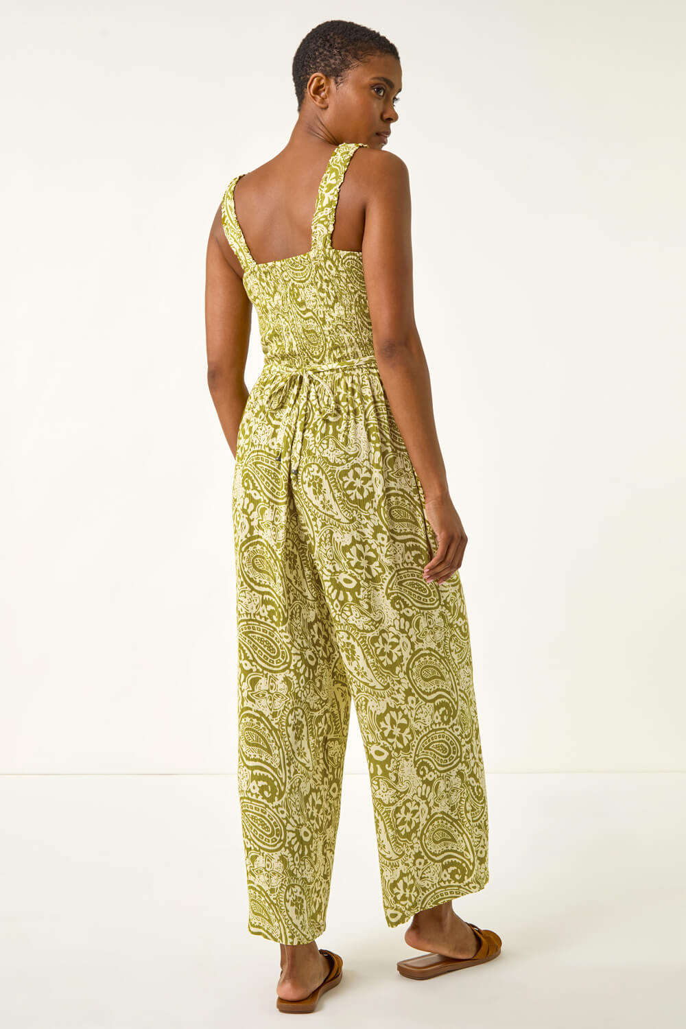 Paisley Print Cropped Jumpsuit