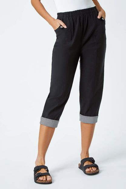 Contrast Detail Cropped Stretch Trouser