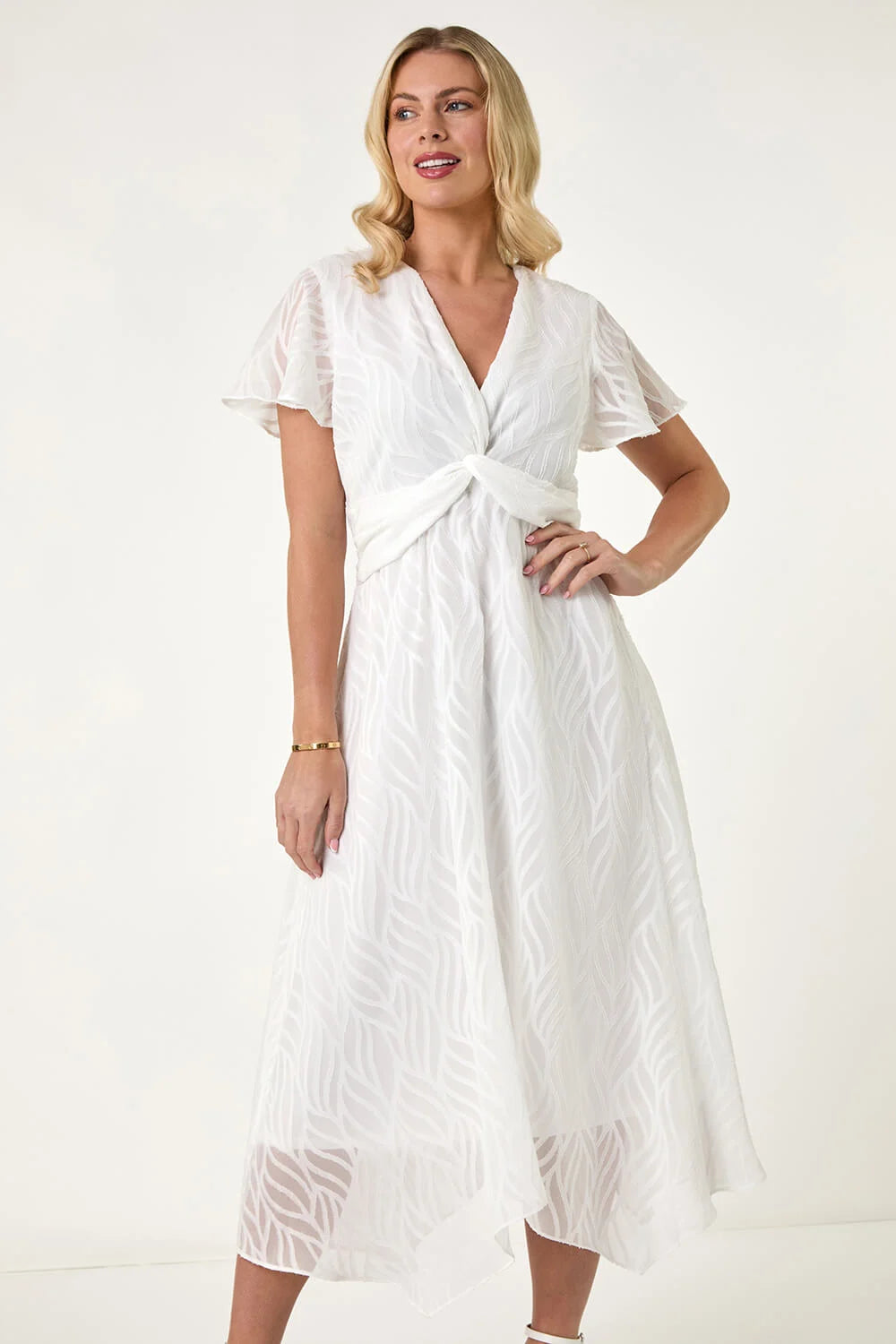 Petite Front Twist Jacquard Dress