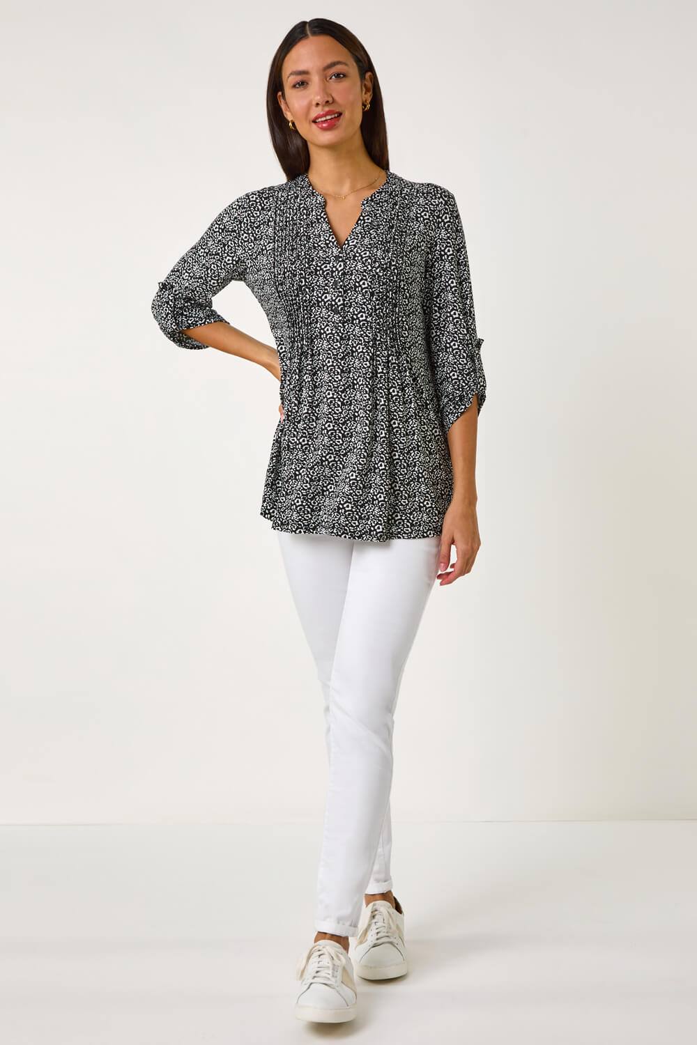 Animal Print Pintuck Shirt