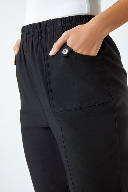 Contrast Detail Cropped Stretch Trouser