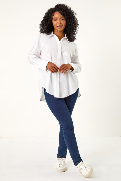 Petite Stripe Buttoned Pocket Front Shirt