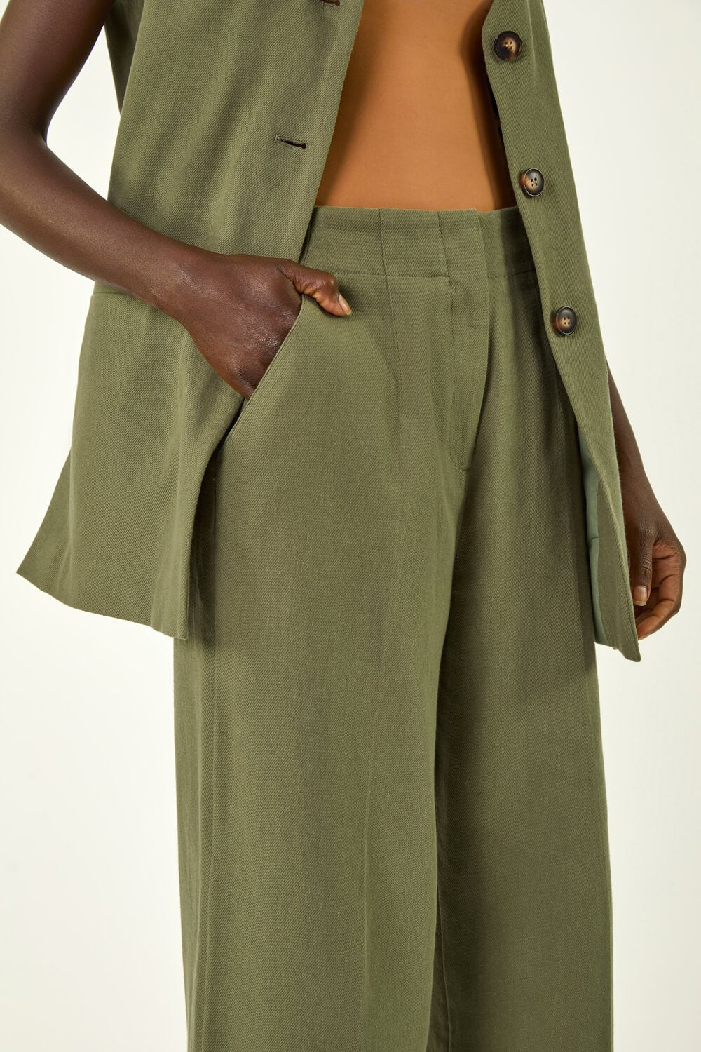 Smart Twill Wide Leg Pocket Trouser