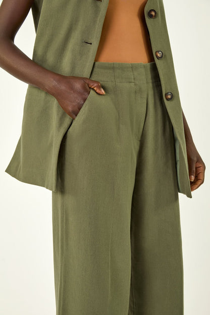 Smart Twill Wide Leg Pocket Trouser